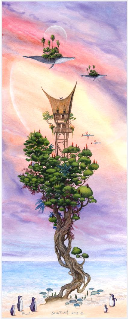 Hiker crossing a rocky stream